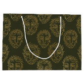 Grand Sac Cadeau Rustic Botanical Face Line Pattern (2) (Dos)