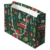 Grand Sac Cadeau Rustic Christmas Camping Rouge & Vert (Dos Angle)