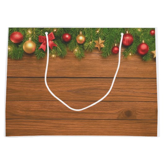 Grand Sac Cadeau Rustic Christmas Gift Bag – Customizable Holiday (Devant)