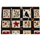 Grand Sac Cadeau Rustic Fall Quilt Motif | Patchwork agricole (Devant)