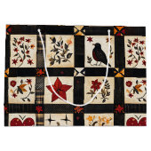 Grand Sac Cadeau Rustic Fall Quilt Motif | Patchwork agricole (Dos)