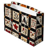 Grand Sac Cadeau Rustic Fall Quilt Motif | Patchwork agricole (Dos Angle)