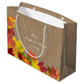 Grand Sac Cadeau Rustic Fall quitte Burlap Mariage (Dos Angle)