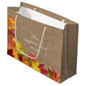 Grand Sac Cadeau Rustic Fall quitte Burlap Mariage (Devant Angle)