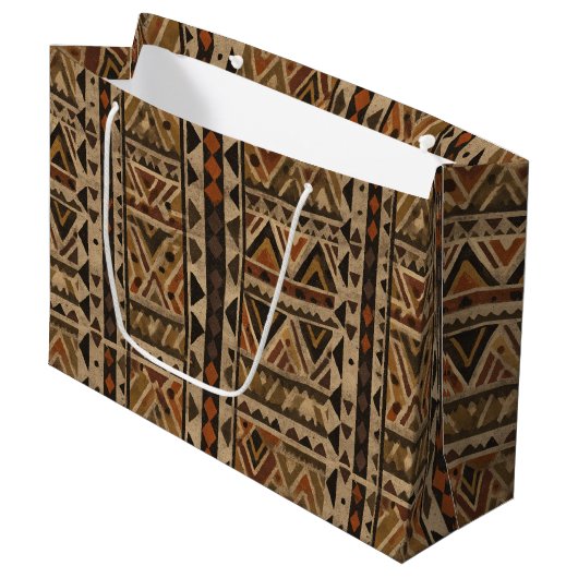 Grand Sac Cadeau Rustic Southwestern Stripe Pattern (2) (Devant Angle)