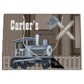 Grand Sac Cadeau Rustic Train Railroad Crossing 2e fête d'anniversa (Devant)