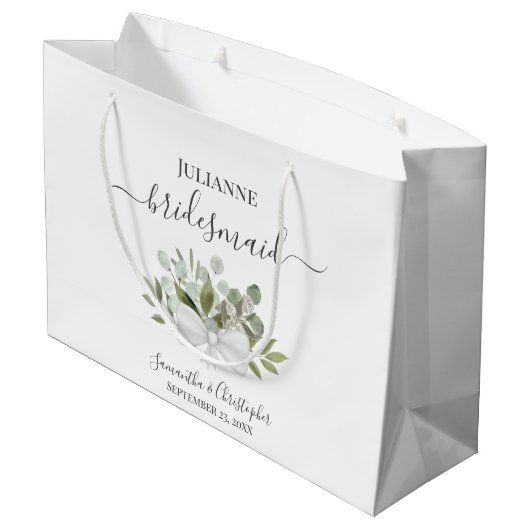 Grand Sac Cadeau Rustic Watercolor Eucalyptus Wedding Bridesmaid (Dos Angle)