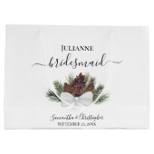 Grand Sac Cadeau Rustic Watercolor Pinecones Wedding Bridesmaid (Dos)