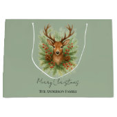 Grand Sac Cadeau Rustic Woodland Deer Head with Winter Foliage -  (Devant)