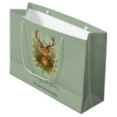 Grand Sac Cadeau Rustic Woodland Deer Head with Winter Foliage -  (Devant Angle)