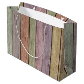 Grand Sac Cadeau Rustique Pastel Bois Plank Joyeux Anniversaire (Dos Angle)