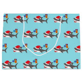 Grand Sac Cadeau Sac-cadeau aux requins de Noël (Devant)