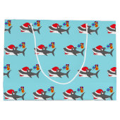 Grand Sac Cadeau Sac-cadeau aux requins de Noël (Dos)