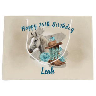 Grand Sac Cadeau Sac-cadeau d'anniversaire Cheval western –