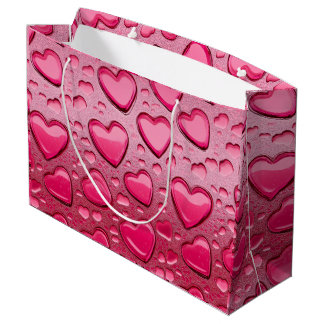 Grand Sac Cadeau Sac-cadeau en forme de coeur rose joli gouttelette