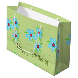 Grand Sac Cadeau Sac-cadeau Fleur Fancy Vert