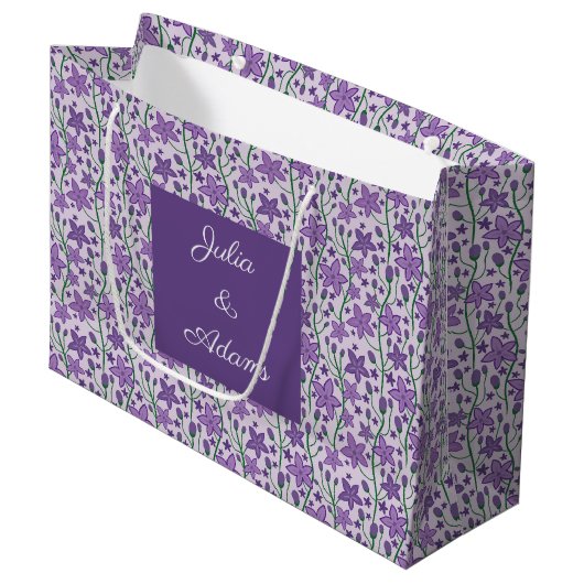 Grand Sac Cadeau Sac-cadeau Fleur Violette (Devant Angle)
