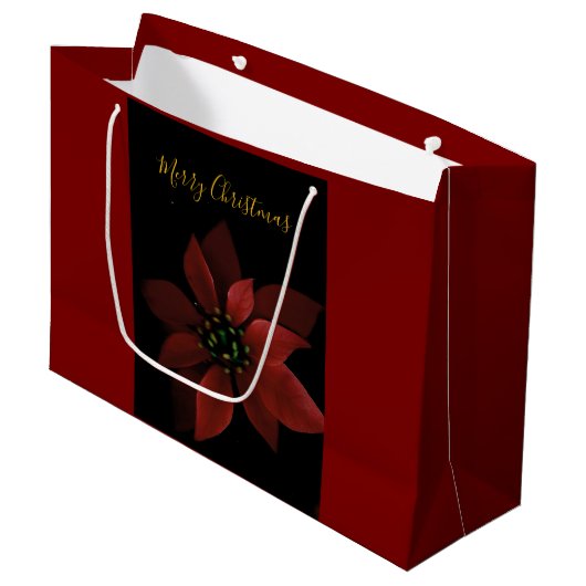 Grand Sac Cadeau Sac-cadeau grand format Poinsettia rouge (Devant Angle)