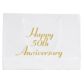 Grand Sac Cadeau Sac-cadeau Modèle Gold Text 50e anniversaire (Dos)