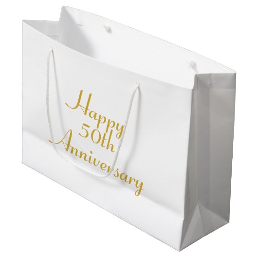 Grand Sac Cadeau Sac-cadeau Modèle Gold Text 50e anniversaire (Devant Angle)