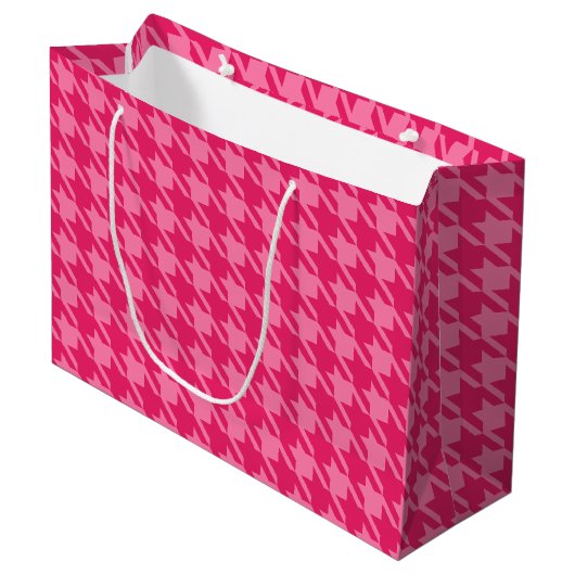 Grand Sac Cadeau Sac-cadeau Pink Houndstooth (Devant Angle)