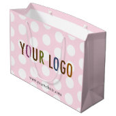 Grand Sac Cadeau Sac-cadeau rose et blanc à pois avec logo d'entrep (Dos Angle)