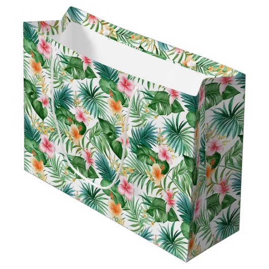 Grand Sac Cadeau Sac-cadeau-Tropical Floral (Devant Angle)