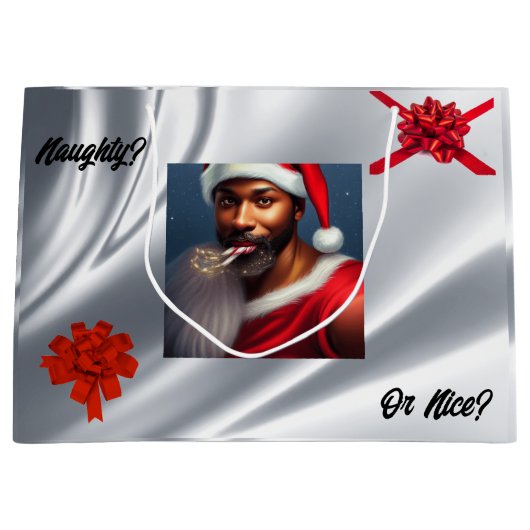 Grand Sac Cadeau Sacoche cadeau Naughty ou Nice (Devant)