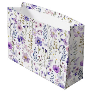 Grand Sac Cadeau Sacs-cadeaux Botanique d'anniversaire violet Fleur
