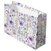 Grand Sac Cadeau Sacs-cadeaux Botanique d'anniversaire violet Fleur (Devant Angle)
