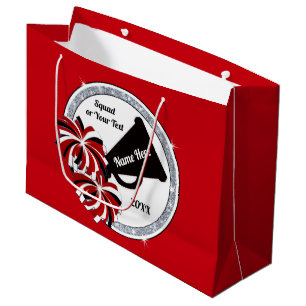 Grand Sac Cadeau Sacs-cadeaux Cheerleading, rouge, blanc et noir