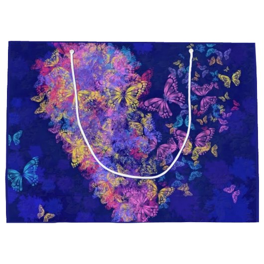 Grand Sac Cadeau Sacs-cadeaux Coeur Papillon (Dos)