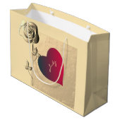 Grand Sac Cadeau Sacs-cadeaux Coeurs et Rose Valentines (Dos Angle)