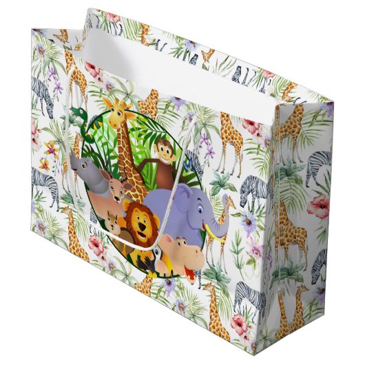Grand Sac Cadeau Safari animal (Devant Angle)