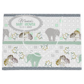 Grand Sac Cadeau Safari éléphant vert | BABY SHOWER (Devant)