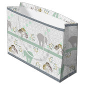Grand Sac Cadeau Safari éléphant vert | BABY SHOWER (Dos Angle)