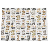Grand Sac Cadeau Safari Wild One Birthday Party (Devant)