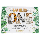 Grand Sac Cadeau Safari Wild One Birthday Party (Devant)
