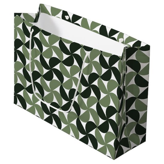 Grand Sac Cadeau Sage Green Mid Century Modern Pattern (Devant Angle)