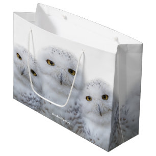 Grand Sac Cadeau Sagesse rêveuse des Chouettes neigeuses