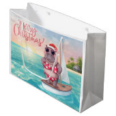 Grand Sac Cadeau Sailing Hippo Christmas Bikini on big wave (Devant Angle)
