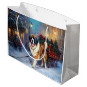 Grand Sac Cadeau Saint Bernard Christmas Festive (Dos Angle)