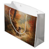 Grand Sac Cadeau Saint Bernard en automne Feuilles Automne automne  (Dos Angle)