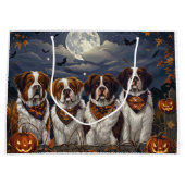 Grand Sac Cadeau Saint Bernard Halloween Éffrayant (Devant)