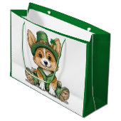Grand Sac Cadeau Saint Patrick's Day Corgi Chien (Devant Angle)