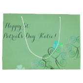 Grand Sac Cadeau Saint Patrick's Day Shamrock Misty Green (Dos)
