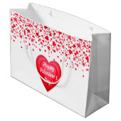 Grand Sac Cadeau Saint Valentin Coeurs de Confetti Rouge Personnali (Dos Angle)