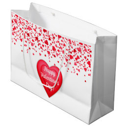 Grand Sac Cadeau Saint Valentin Coeurs de Confetti Rouge Personnali
