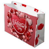 Grand Sac Cadeau Saint Valentin Coeurs en rouge (Dos Angle)