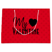 Grand Sac Cadeau Saint Valentin Coeurs rouges Calligraphie Design (Devant)